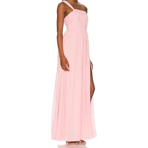 NBD REVOLVE Size Small Pink Kinsley Evening Gown One Shoulder Crepe Formal Glam - Picture 2 of 15
